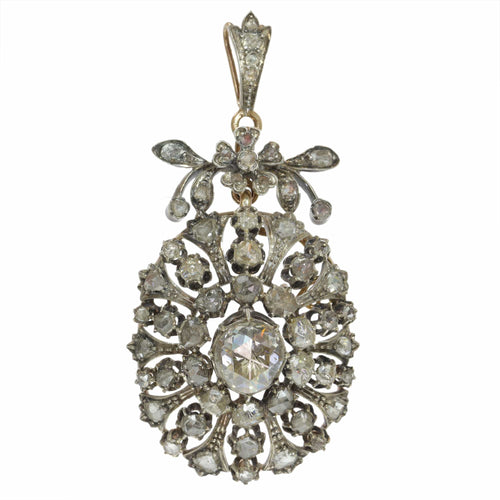 Pendentif Pendentif-broche victorien en or rouge 18k, argent et diamants 58 Facettes 23304-0153