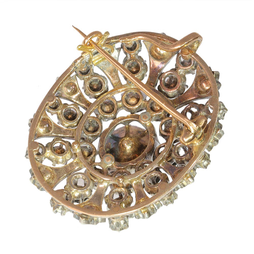 Pendentif Pendentif-broche victorien en or rouge 18k, argent et diamants 58 Facettes 23304-0153