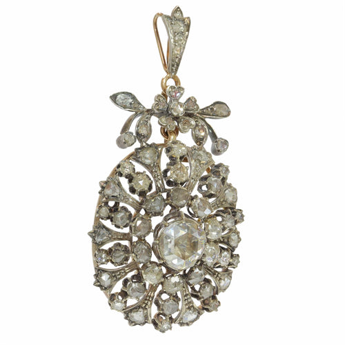 Pendentif Pendentif-broche victorien en or rouge 18k, argent et diamants 58 Facettes 23304-0153