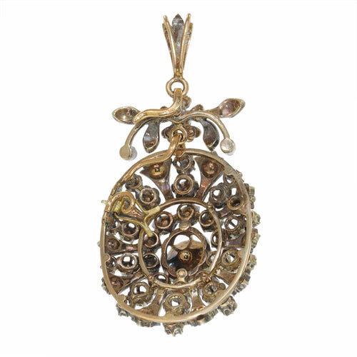 Pendentif Pendentif-broche victorien en or rouge 18k, argent et diamants 58 Facettes 23304-0153