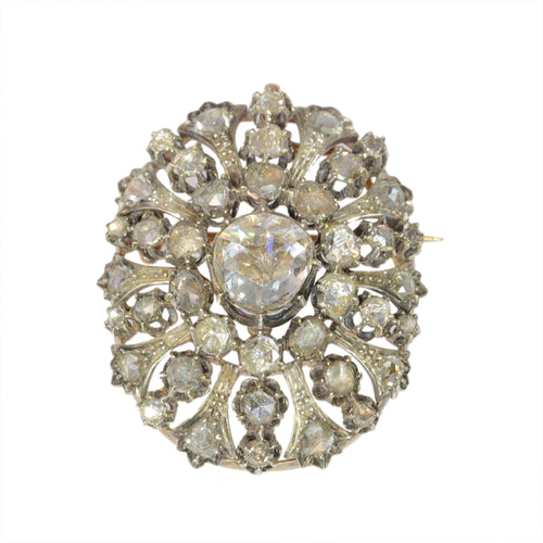 Pendentif Pendentif-broche victorien en or rouge 18k, argent et diamants 58 Facettes 23304-0153