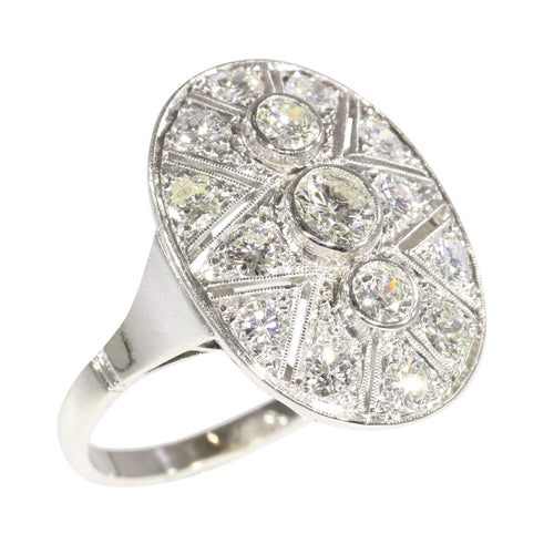 Bague 58 Bague Art déco années 1950 en platine et diamants 58 Facettes 24002-0085