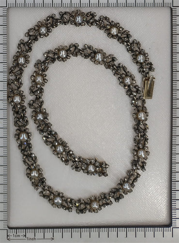 Collier Collier ras-de-cou victorien en or jaune 14K, diamants et perles 58 Facettes 24086-0162