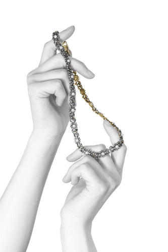 Collier Collier ras-de-cou victorien en or jaune 14K, diamants et perles 58 Facettes 24086-0162