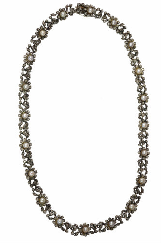 Collier Collier ras-de-cou victorien en or jaune 14K, diamants et perles 58 Facettes 24086-0162