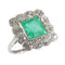 Bague 52 Art déco - Bague géométrique en platine, émeraude et diamants 58 Facettes 24110-0131