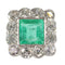 Bague 52 Art déco - Bague géométrique en platine, émeraude et diamants 58 Facettes 24110-0131