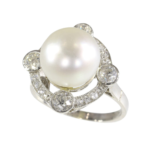 Bague 51 Bague Art déco 1920 en platine, perle et diamants 58 Facettes 24110-0137