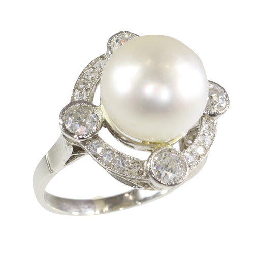 Bague 51 Bague Art déco 1920 en platine, perle et diamants 58 Facettes 24110-0137