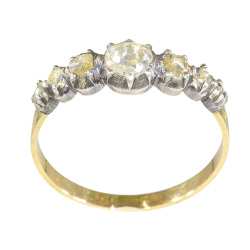 Bague 61 Bague victorienne vers 1840 en or jaune 18K et argent, diamants 58 Facettes 24137-0127