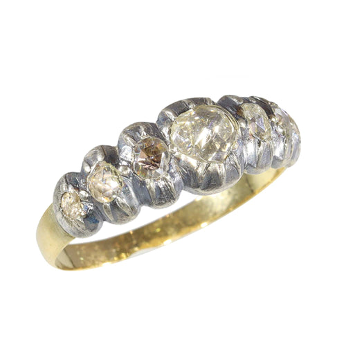Bague 62 Époque victorienne - Bague alliance en or jaune 18K, argent et diamants 58 Facettes 24161-0040