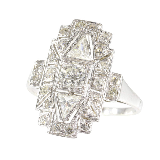 Bague 56 Bague vintage années 1950 Art déco en platine et diamants 58 Facettes 24002-0086