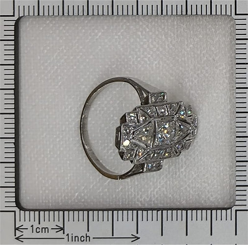 Bague 56 Bague vintage années 1950 Art déco en platine et diamants 58 Facettes 24002-0086