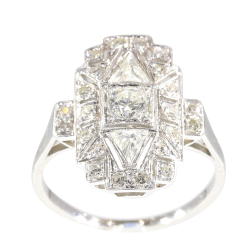Bague 56 Bague vintage années 1950 Art déco en platine et diamants 58 Facettes 24002-0086