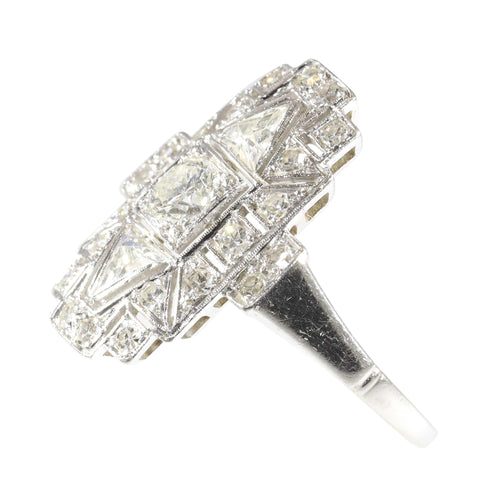 Bague 56 Bague vintage années 1950 Art déco en platine et diamants 58 Facettes 24002-0086