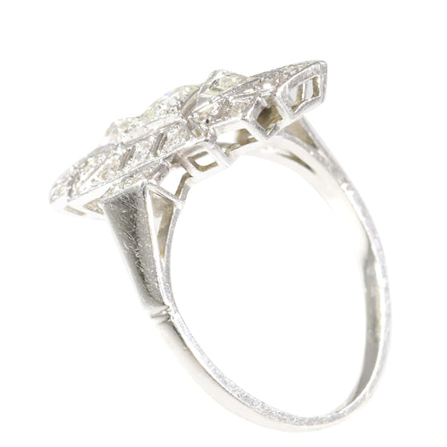 Bague 56 Bague vintage années 1950 Art déco en platine et diamants 58 Facettes 24002-0086
