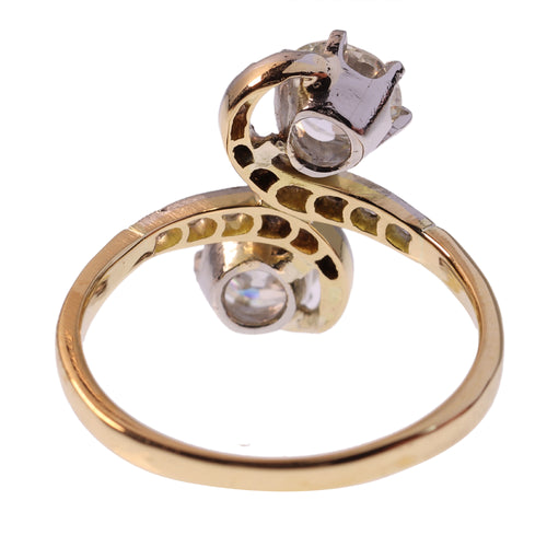 Bague 59 Belle Époque - Bague Toi et Moi en or jaune 18K, platine et diamants 58 Facettes 24263-0300