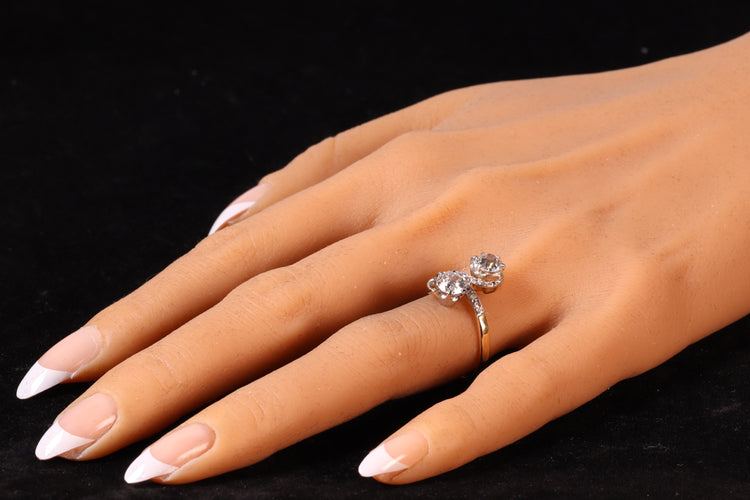 Bague 59 Belle Époque - Bague Toi et Moi en or jaune 18K, platine et diamants 58 Facettes 24263-0300