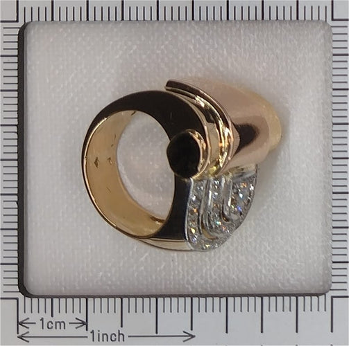 Bague 54 Bague vintage années 1950 en or 18K, platine et diamants 58 Facettes 24275-0277