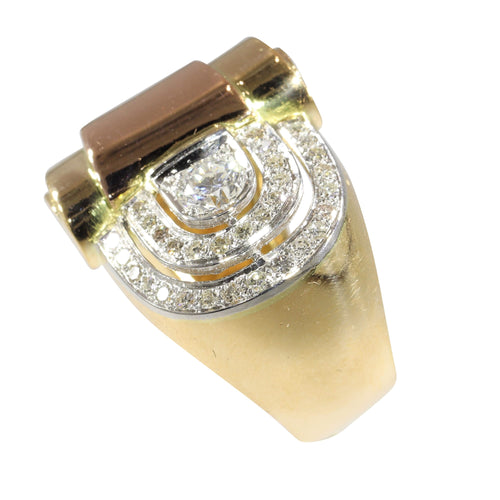 Bague 54 Bague vintage années 1950 en or 18K, platine et diamants 58 Facettes 24275-0277