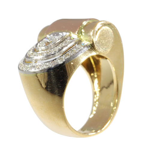 Bague 54 Bague vintage années 1950 en or 18K, platine et diamants 58 Facettes 24275-0277