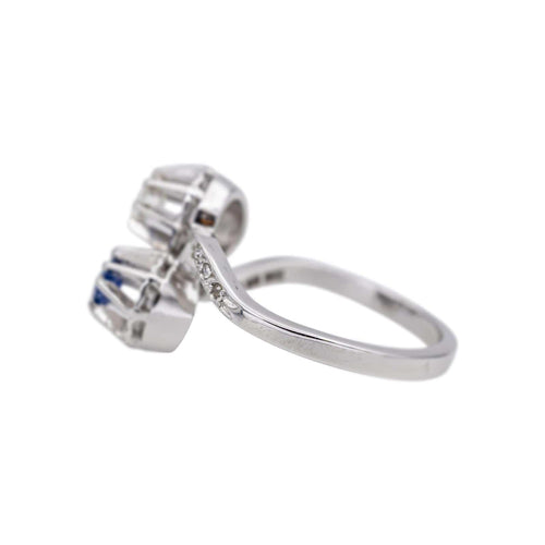 Bague 53 Bague toi et moi en or blanc 18 carats avec diamants et saphir 58 Facettes 4951644CN