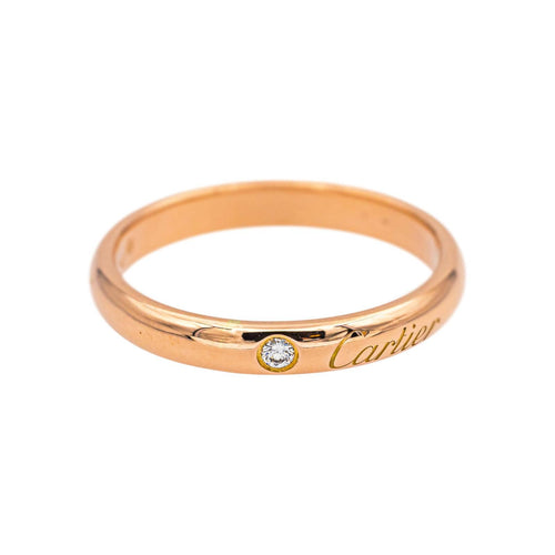 Bague 53 Cartier Alliance C - Bague alliance en or rose sertie d’un diamant 58 Facettes 4951463CN