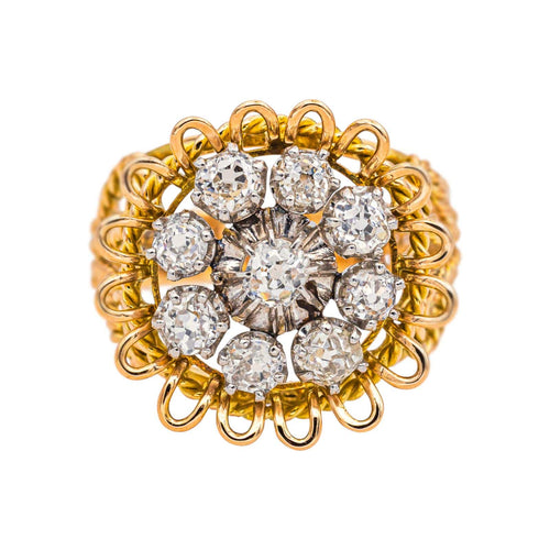 Bague 58 Bague en or jaune et platine sertie de diamants taille ancienne 58 Facettes 4951651CN