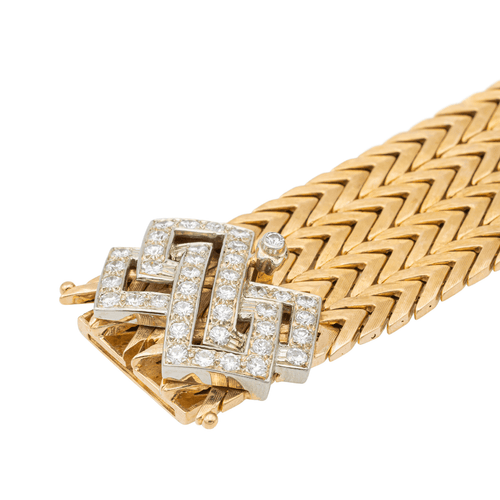Bracelet Bracelet manchette en or jaune et or blanc, diamants 58 Facettes 1165771CN
