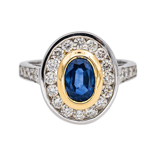 Bague 53 Bague Pompadour en or blanc et jaune, saphir et diamants 58 Facettes 4801589CN