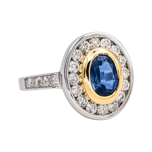 Bague 53 Bague Pompadour en or blanc et jaune, saphir et diamants 58 Facettes 4801589CN