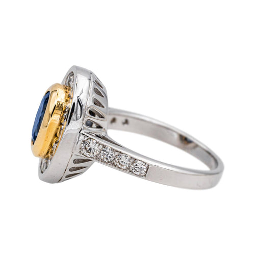 Bague 53 Bague Pompadour en or blanc et jaune, saphir et diamants 58 Facettes 4801589CN