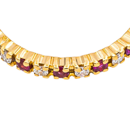 Bague 52 Alliance tour complet - Bague en or jaune rubis et diamants 58 Facettes 4958961CN