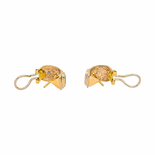 Boucles d'oreilles Boucles d’oreilles dormeuses en or jaune 18 carats saphirs et diamants 58 Facettes 4242563CN