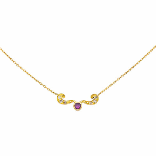 Collier Collier en or jaune 18 carats avec rubis et diamants 58 Facettes 4815596CN