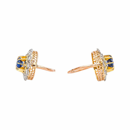 Boucles d'oreilles Boucles d’oreilles dormeuses saphirs et diamants en or rose, or jaune et platine 58 Facettes 4801530CN