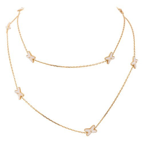 Collier Chaumet Jeux de Liens - Collier sautoir en or rose, diamants et nacre 58 Facettes 1347094CN