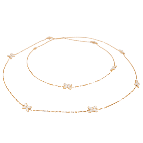 Collier Chaumet Jeux de Liens - Collier sautoir en or rose, diamants et nacre 58 Facettes 1347094CN