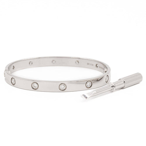 Bracelet Cartier Love - Bracelet jonc en or blanc et diamants 58 Facettes 2470646CN
