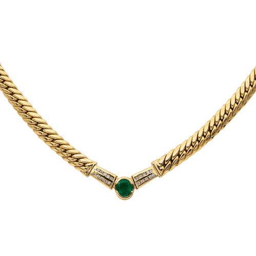 Collier Collier maille anglaise en or jaune 18 carats, émeraude et diamants 58 Facettes 2916931CN
