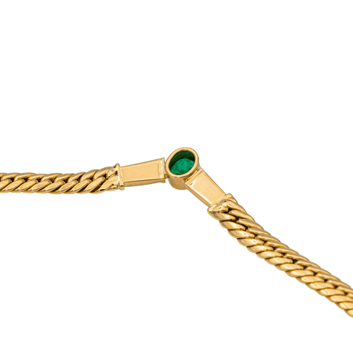 Collier Collier maille anglaise en or jaune 18 carats, émeraude et diamants 58 Facettes 2916931CN