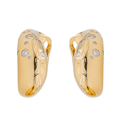 Boucles d'oreilles Fred - Boucles d'oreilles créoles Mouvementée en or jaune et diamants 58 Facettes 3010293CN