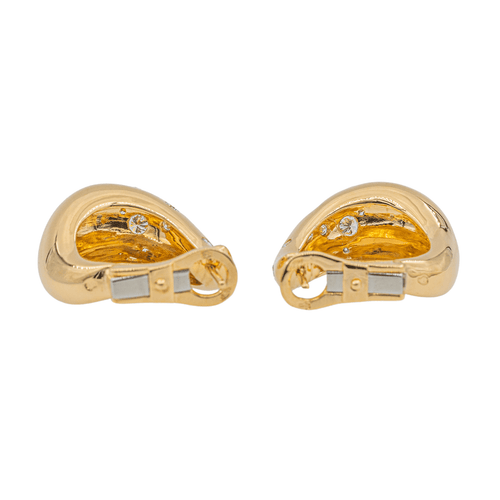 Boucles d'oreilles Fred - Boucles d'oreilles créoles Mouvementée en or jaune et diamants 58 Facettes 3010293CN