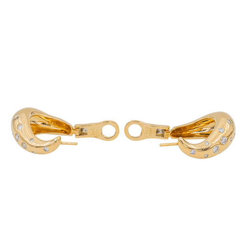 Boucles d'oreilles Fred - Boucles d'oreilles créoles Mouvementée en or jaune et diamants 58 Facettes 3010293CN