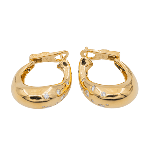 Boucles d'oreilles Fred - Boucles d'oreilles créoles Mouvementée en or jaune et diamants 58 Facettes 3010293CN