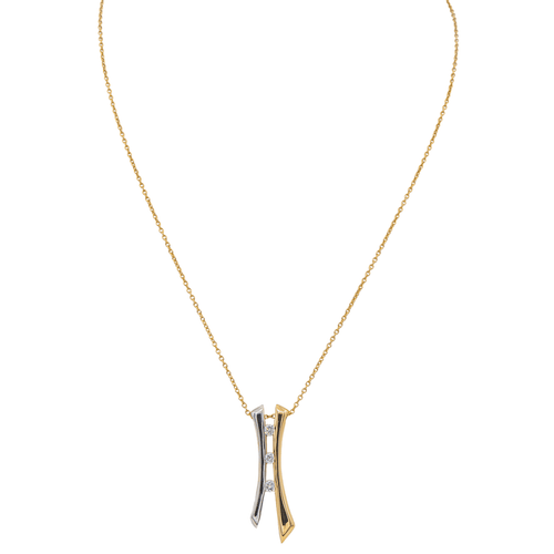 Collier Collier avec pendentif en or jaune et blanc 18 carats et diamants 58 Facettes 3073305CN