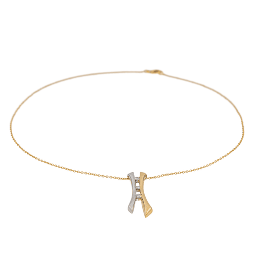 Collier Collier avec pendentif en or jaune et blanc 18 carats et diamants 58 Facettes 3073305CN