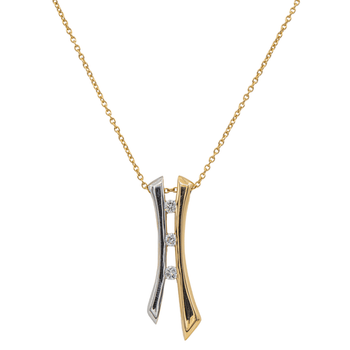 Collier Collier avec pendentif en or jaune et blanc 18 carats et diamants 58 Facettes 3073305CN