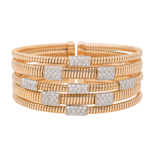 Bracelet Bracelet manchette jonc en or rose 18 carats serti de diamants 58 Facettes 3261271CN