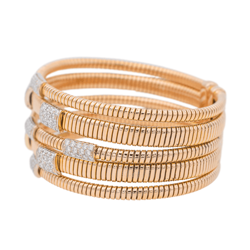 Bracelet Bracelet manchette jonc en or rose 18 carats serti de diamants 58 Facettes 3261271CN